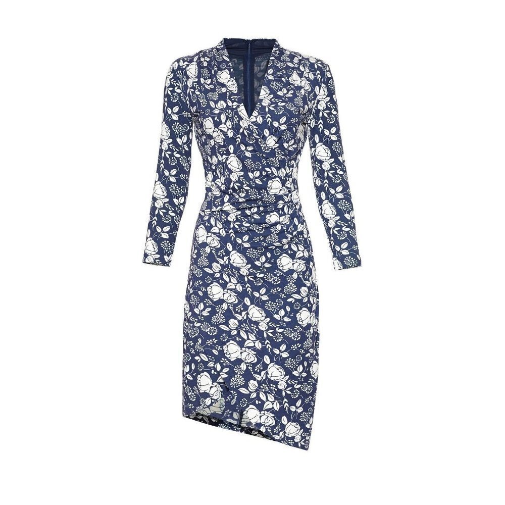 Nicole Miller Navy Blueprint Stefanie Midi Dress $295 - Picture 5 of 14